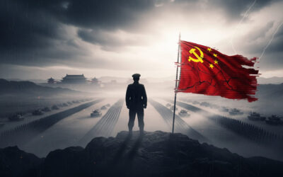 A shadowy figure of a Chinese general overlooking PLA troops in motion, symbolizing internal power struggles and strategic redeployments amid rumors of a silent coup in Beijing.