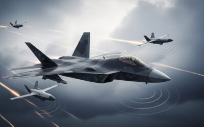 Illustration of US Air Force F-47 NGAD fighter with collaborative drones, highlighting sixth-gen aviation tech and military strategy.